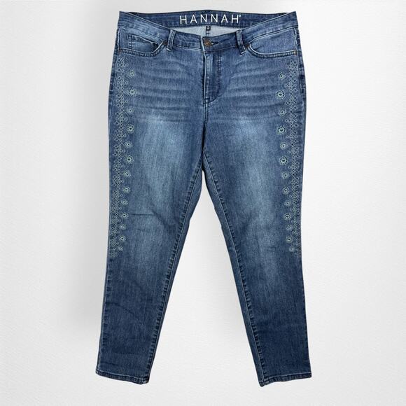 HANNAH Women's Skinny‎ Embroidered Denim Jeans Size 12 - Picture 1 of 6